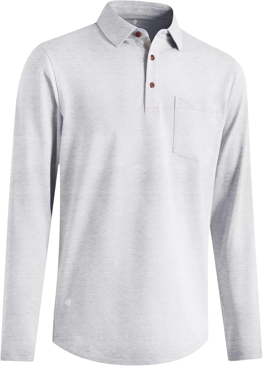 Mens Long and Short Sleeve Polo Shirts Pocket Casual Solid Cotton Blend Drop Cut Collared Polo Shirts for Men