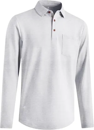 Mens Long and Short Sleeve Polo Shirts Pocket Casual Solid Cotton Blend Drop Cut Collared Polo Shirts for Men