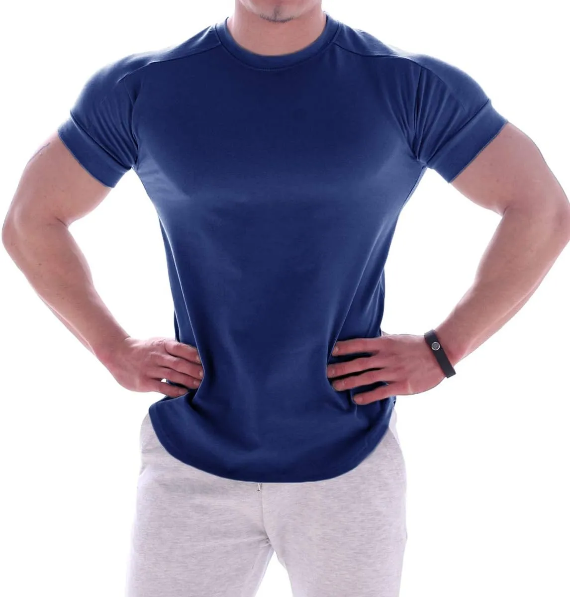 Mens Muscle Cotton Lightweight Workout Short Sleeve T-Shirts Gym Sweat Tee T24
