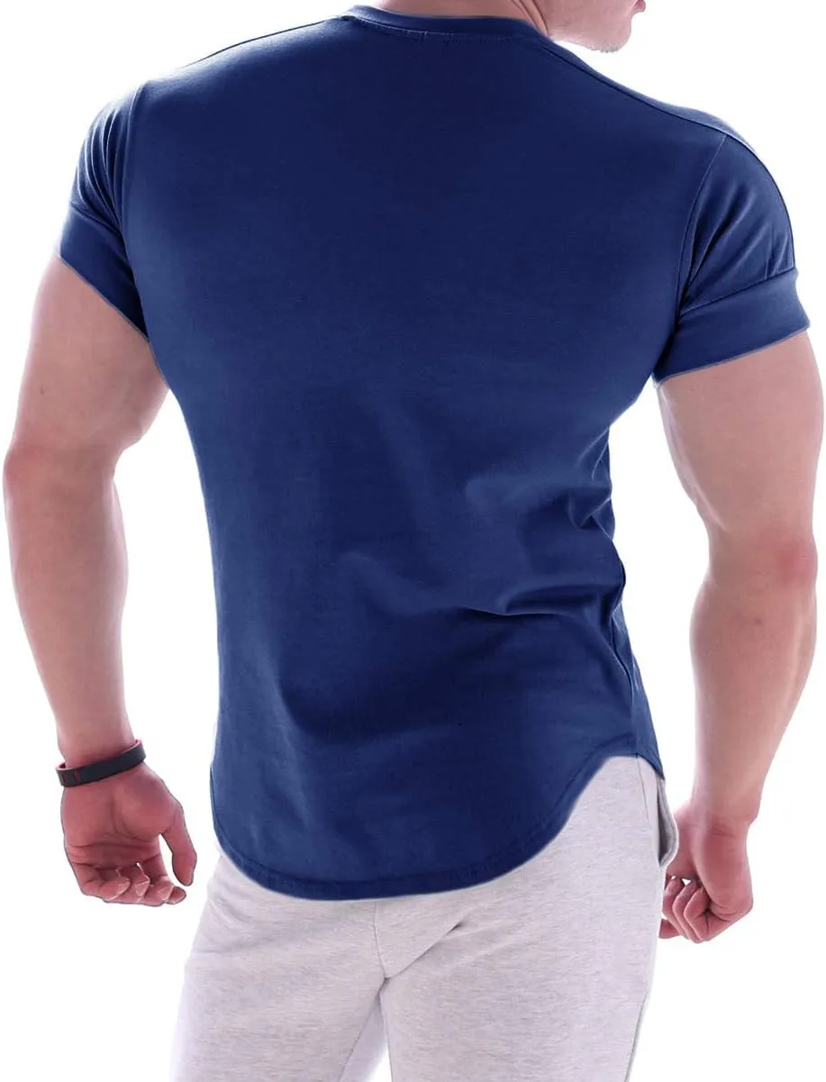 Mens Muscle Cotton Lightweight Workout Short Sleeve T-Shirts Gym Sweat Tee T24