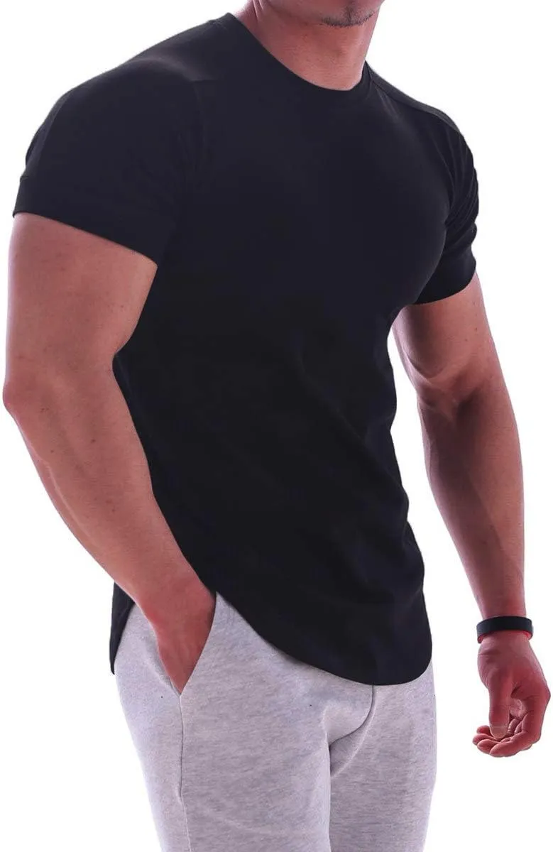 Mens Muscle Cotton Lightweight Workout Short Sleeve T-Shirts Gym Sweat Tee T24