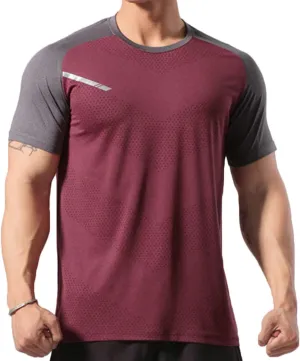 Mens Muscle Elastic Spandex Lightweight Workout Short Sleeve T-Shirts Gym Sweat Tee T61T62