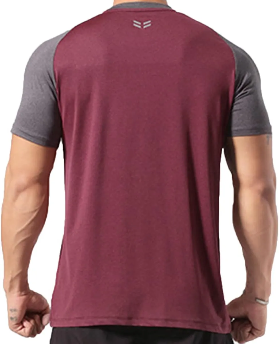 Mens Muscle Elastic Spandex Lightweight Workout Short Sleeve T-Shirts Gym Sweat Tee T61T62