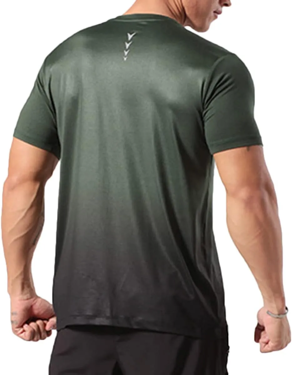 Mens Muscle Elastic Spandex Lightweight Workout Short Sleeve T-Shirts Gym Sweat Tee T61T62