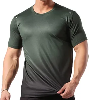 Mens Muscle Elastic Spandex Lightweight Workout Short Sleeve T-Shirts Gym Sweat Tee T61T62