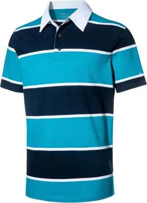 Men's Polo Shirts Long Sleeve Striped Dry Fit Casual Collared Pique Golf Polo Shirts for Mens