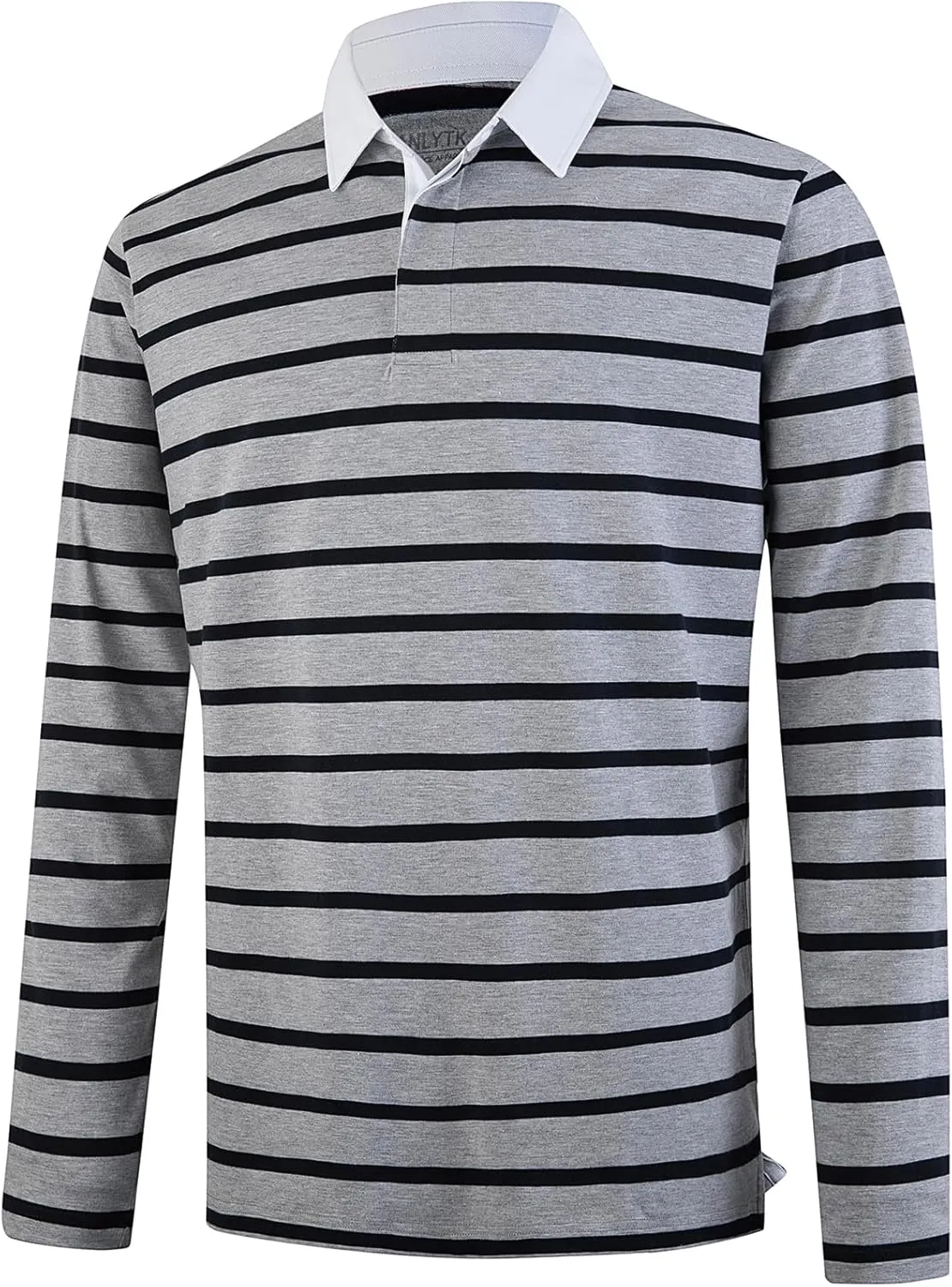 Mens Polo Shirts Striped Cotton Moisture Wicking Classic Collared Casual Golf Shirts for Men