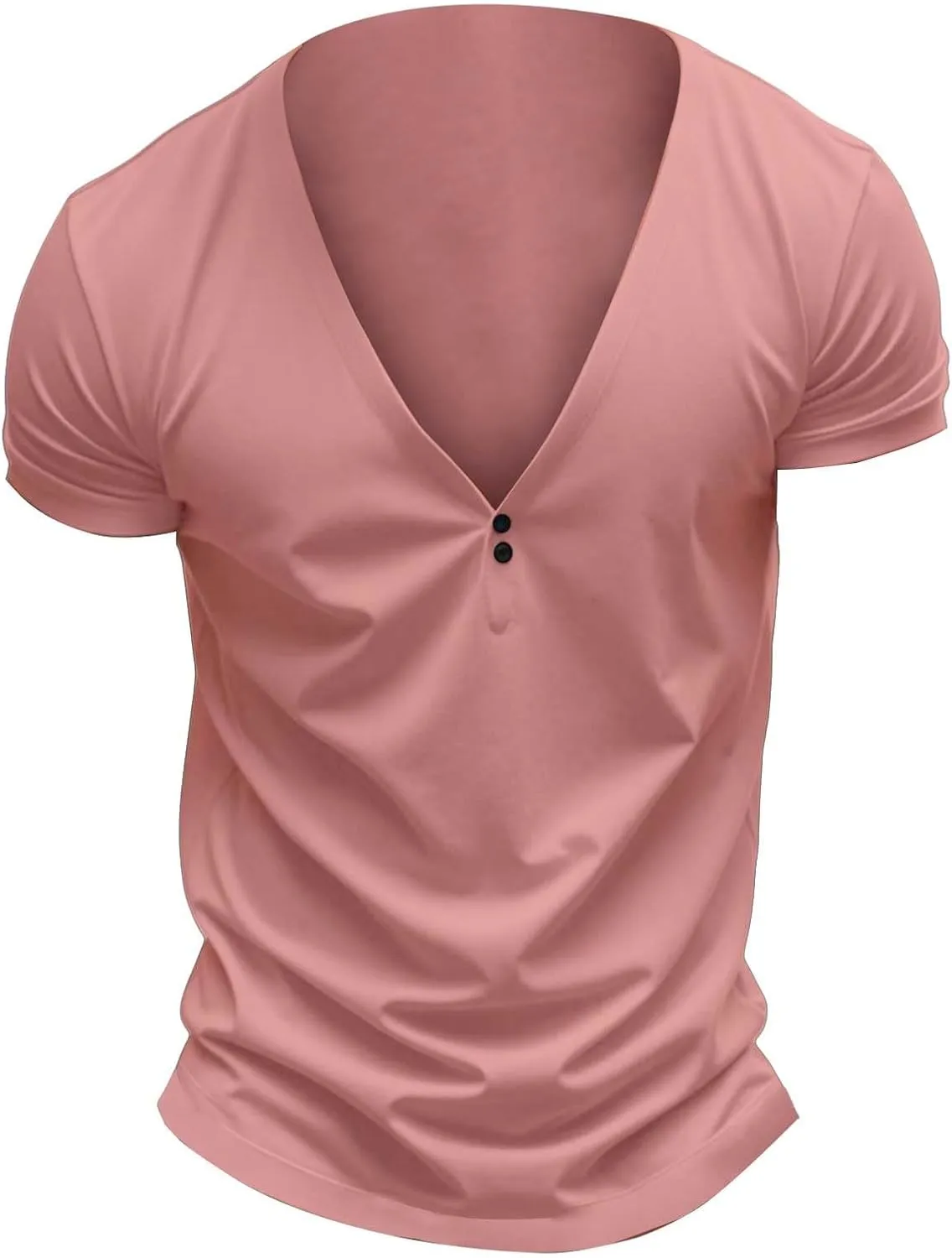 Mens Slim Fit Workout Shirts Deep V Neck Quick Dry Moisture Wicking Short Sleeve Athletic T-Shirts Summer Muscle Tees
