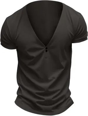 Mens Slim Fit Workout Shirts Deep V Neck Quick Dry Moisture Wicking Short Sleeve Athletic T-Shirts Summer Muscle Tees