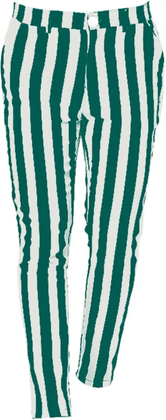 Mens Striped Business Dress Pants Slim Fit Flat Front Straight Leg Chinos Pants Lightweight Stretch Golf Pencil Pant