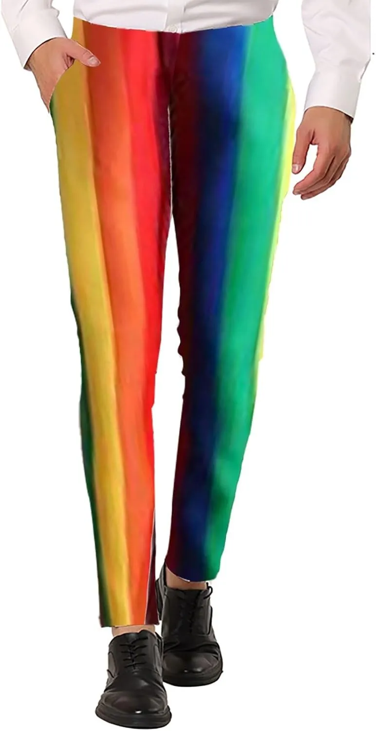 Mens Striped Business Dress Pants Slim Fit Flat Front Straight Leg Chinos Pants Lightweight Stretch Golf Pencil Pant