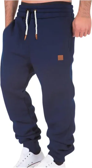 Mens Sweatpants Fleece Workout Joggers Lightweight Drawstring Cargo Pants Tapered Athletic Pants with Pockets