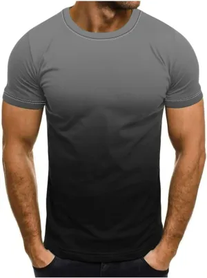 Mens T Shirts Casual Short Sleeve Crewneck Pullover Shirts Vintage Gradient Graphic Tees Summer Athletic Tunic Blouse