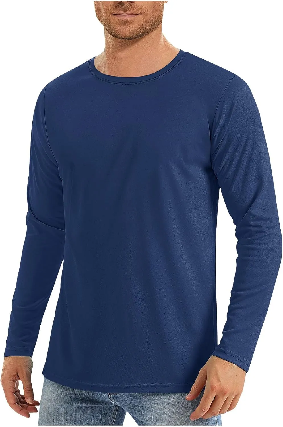Mens UPF 50  UV Sun Protection Shirts Outdoor Long Sleeve SPF Rash Guard for Fishing Hiking Swimming Running