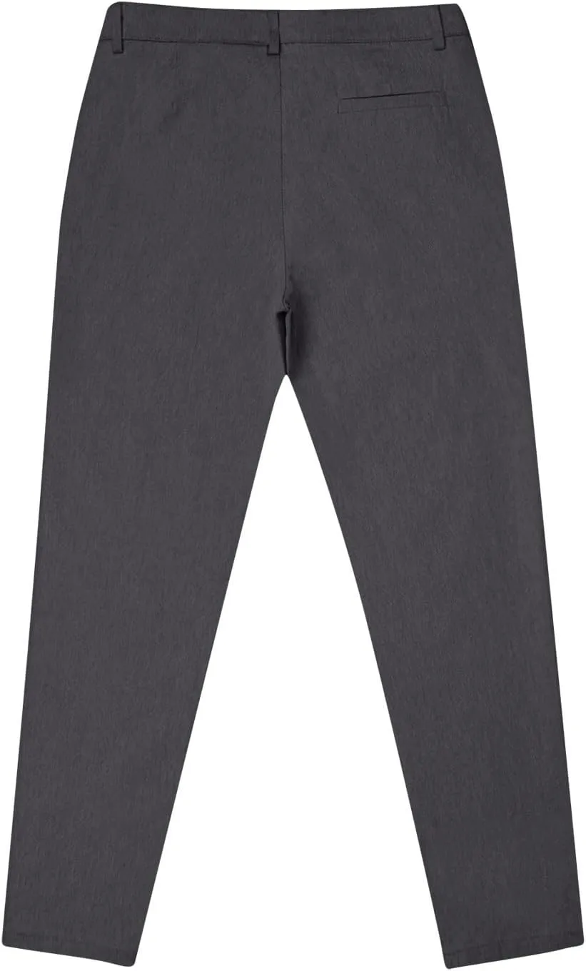 Mens Work Slacks Business Casual Slim Fit Plain Button Up Closure Elastic Waist Straight Pants Lightweight Pants