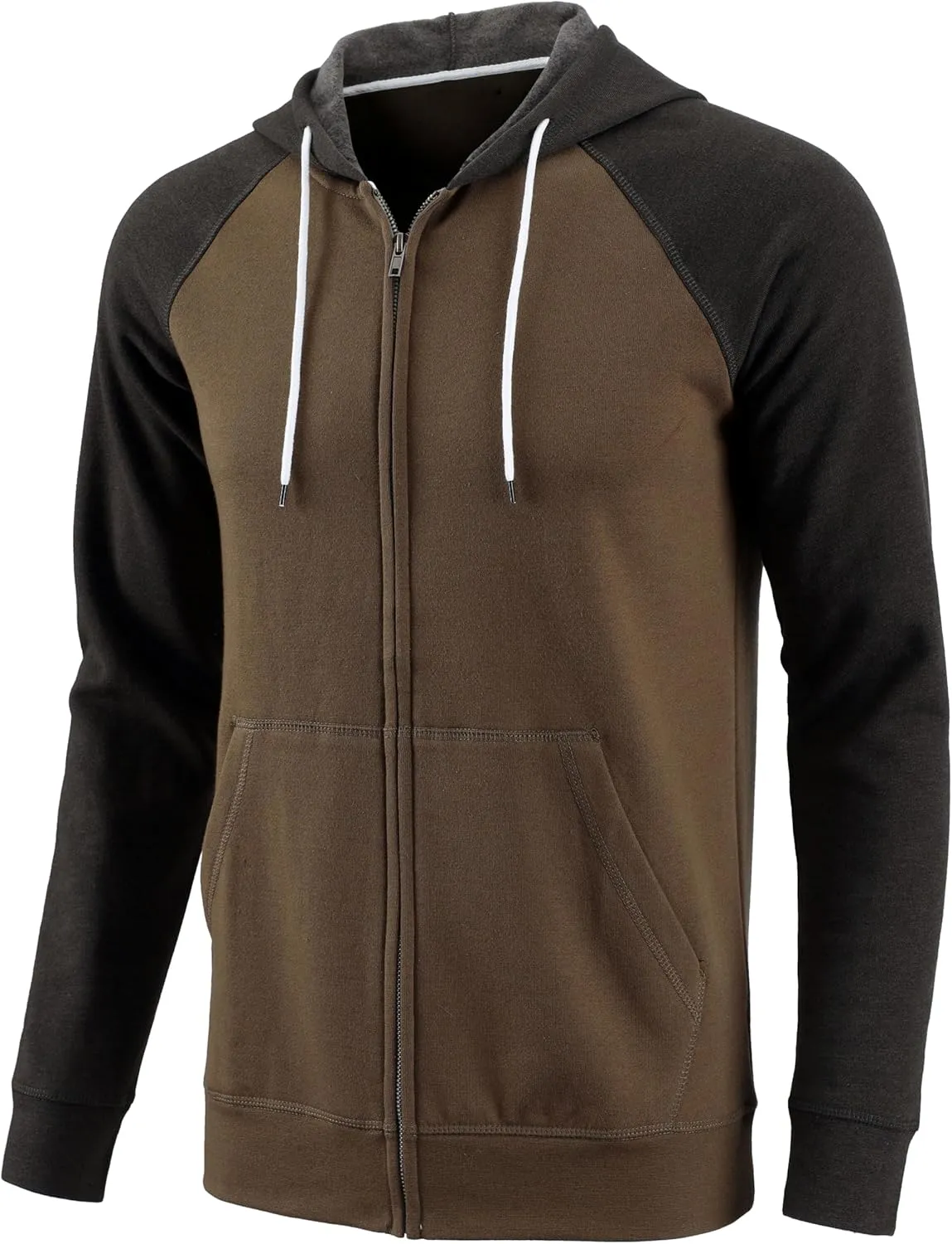 Mens Zip Up Hoodies Athletic Casual Fleece Hoodie Classic Fit Jacket Midweight Cotton Drawstring with Pocket