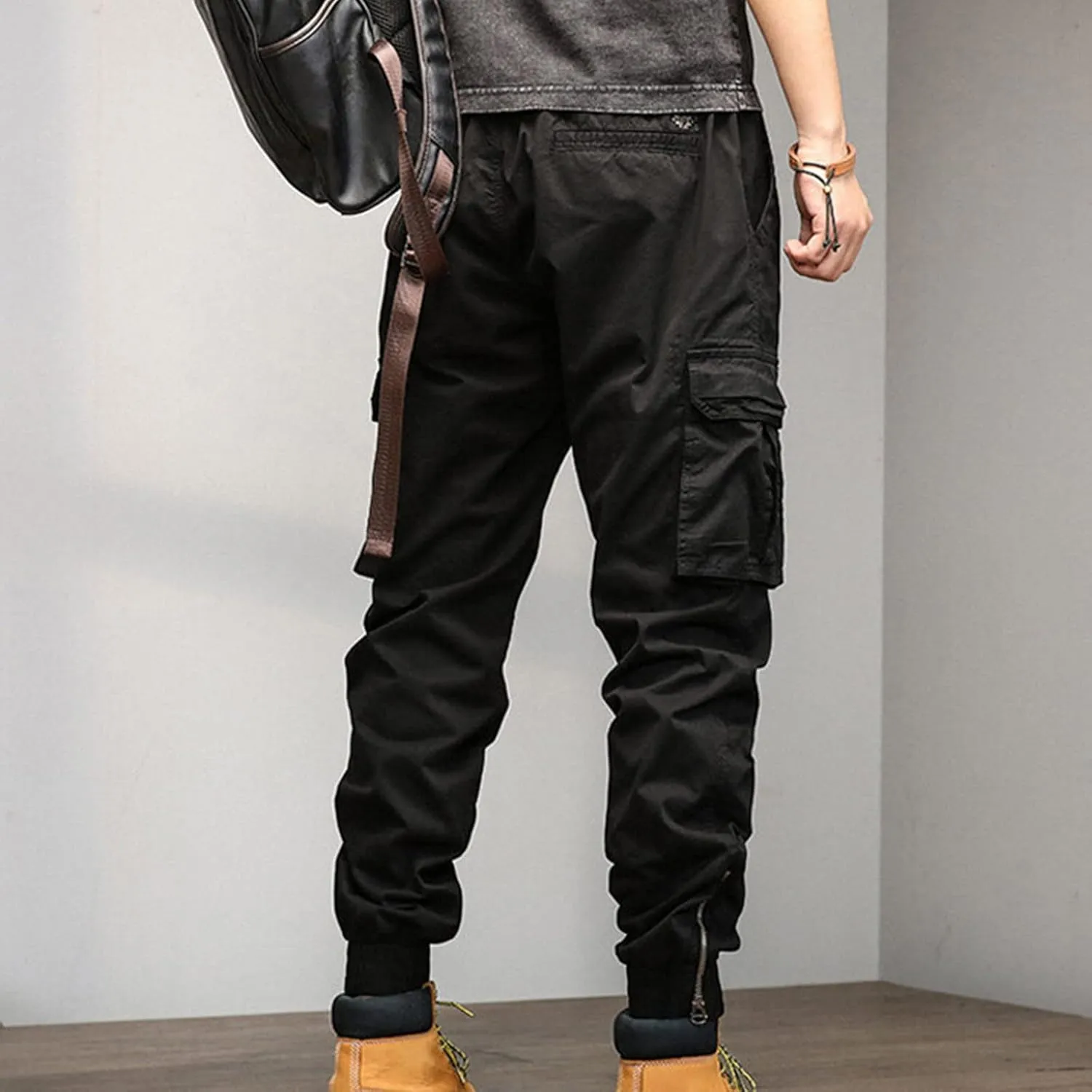 Men's Zipper Fly Flare Leg Pants Pantalones Blancos para Hombre Athletic Work Pants for Men Cotton Cargo Sweatpants