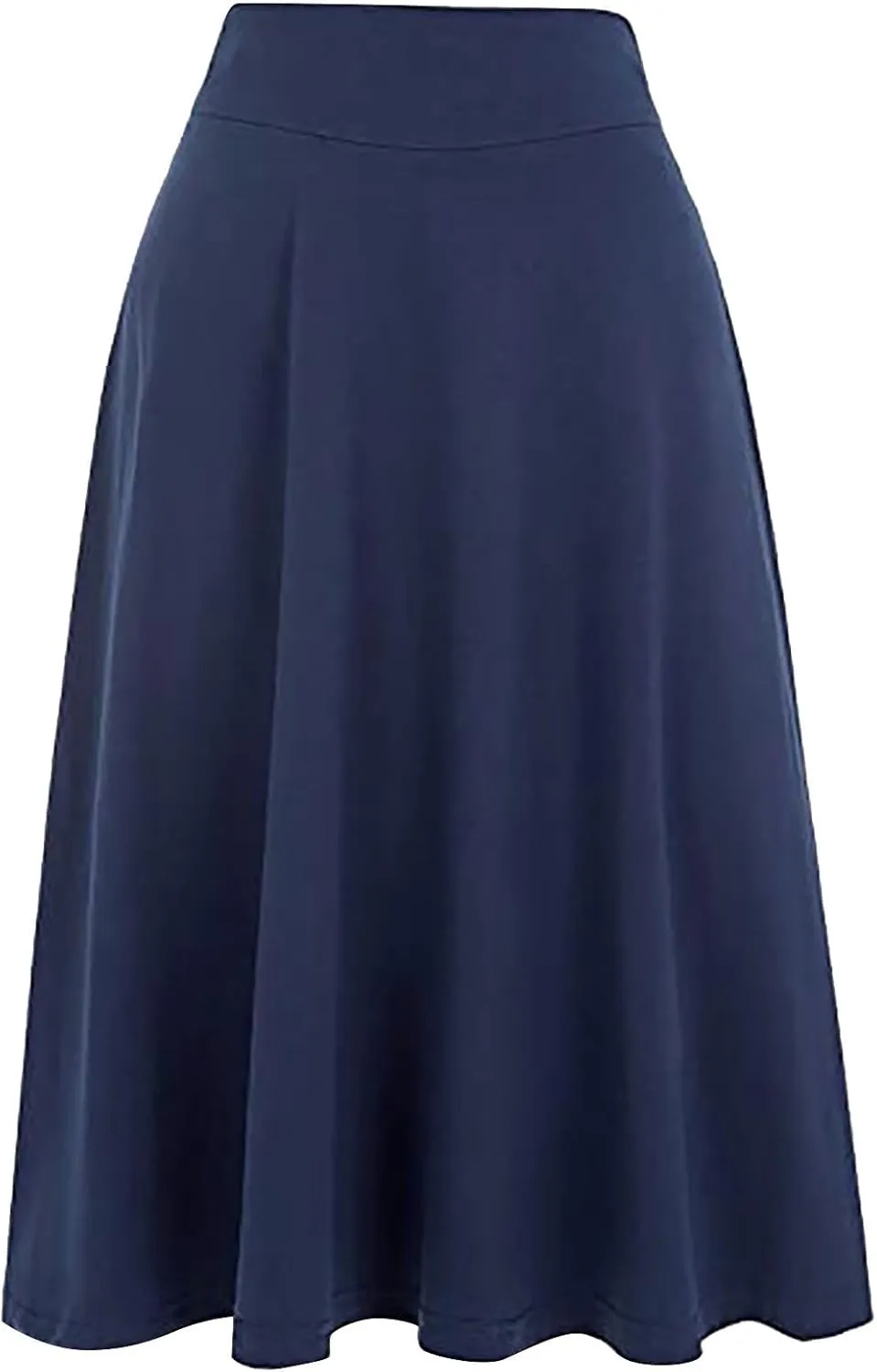 Midi Skirts for Women 2025 Summer Elastic High Waisted Ruffled Long Skirt Solid Color A Line Flared Skirts