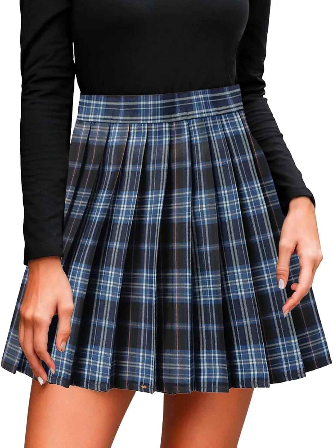 Mini Pleated Skirts for Women High Waisted School A-Line Skirts Casual Uniform Mini Skirt