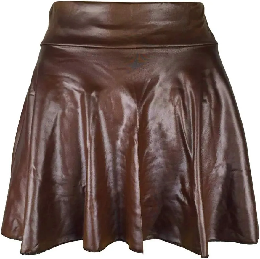 MIni Skirt Fashion Ladys Leather Skirt High Waist Creased Skirt Solid Casual Pleated A Line Skirt Womens Skirts
