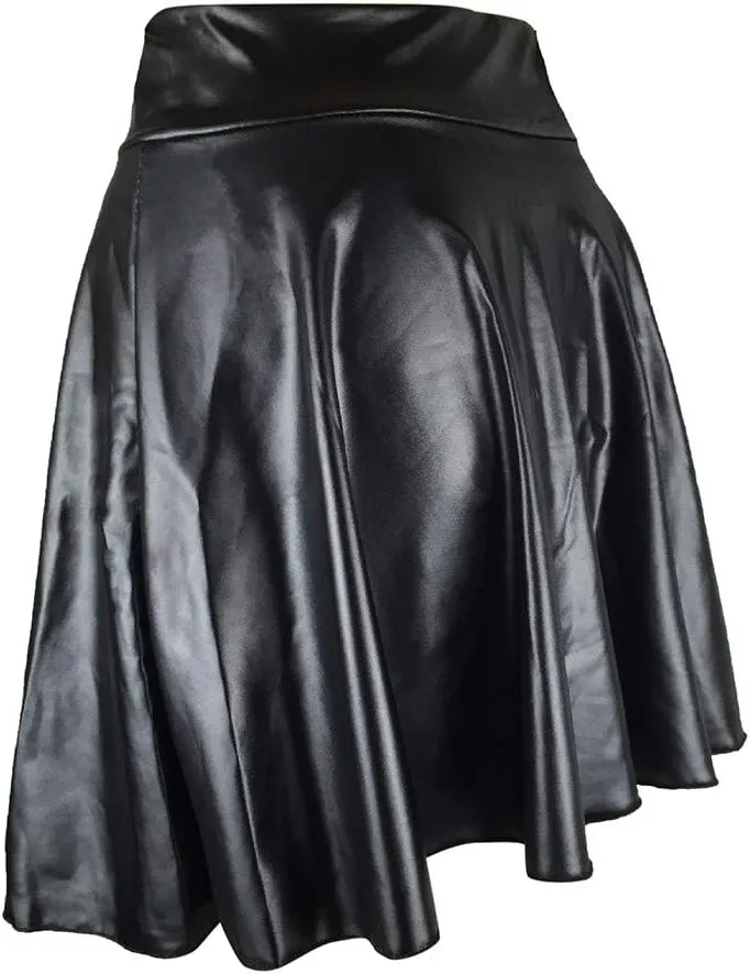 MIni Skirt Fashion Ladys Leather Skirt High Waist Creased Skirt Solid Casual Pleated A Line Skirt Womens Skirts