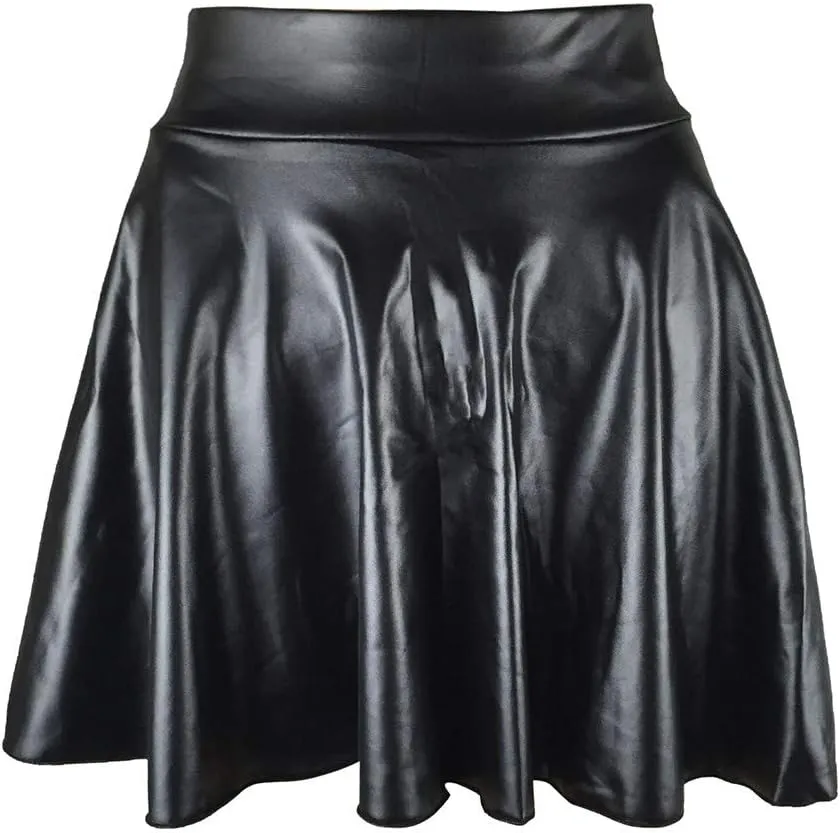 MIni Skirt Fashion Ladys Leather Skirt High Waist Creased Skirt Solid Casual Pleated A Line Skirt Womens Skirts