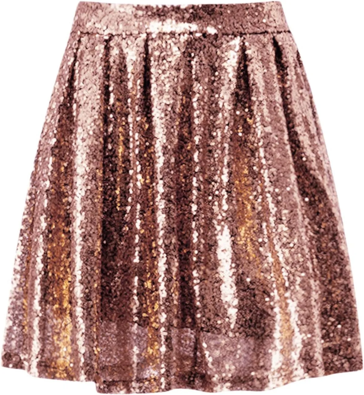 Mini Skirt Women's Fashion High Waist Pleated Solid Color Short Skirt Loose Sequin Skirt Flowy Sexy Mini Skirt