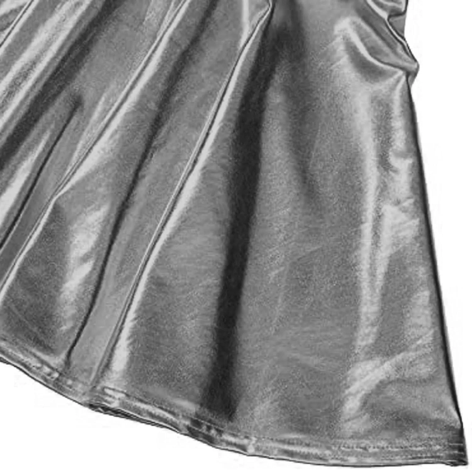 Mini Skirt Women's Fashion High Waist Pleated Solid Color Short Skirt Loose Skirt Metallic Skater Skirt Women