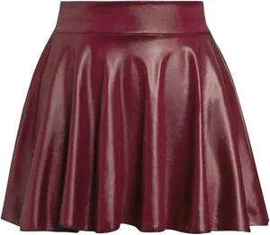 Mini Skirts for Women Women's Fashion High Waist Pleated Solid Color Short Skirt Loose Skirt Metallic Skater Mini