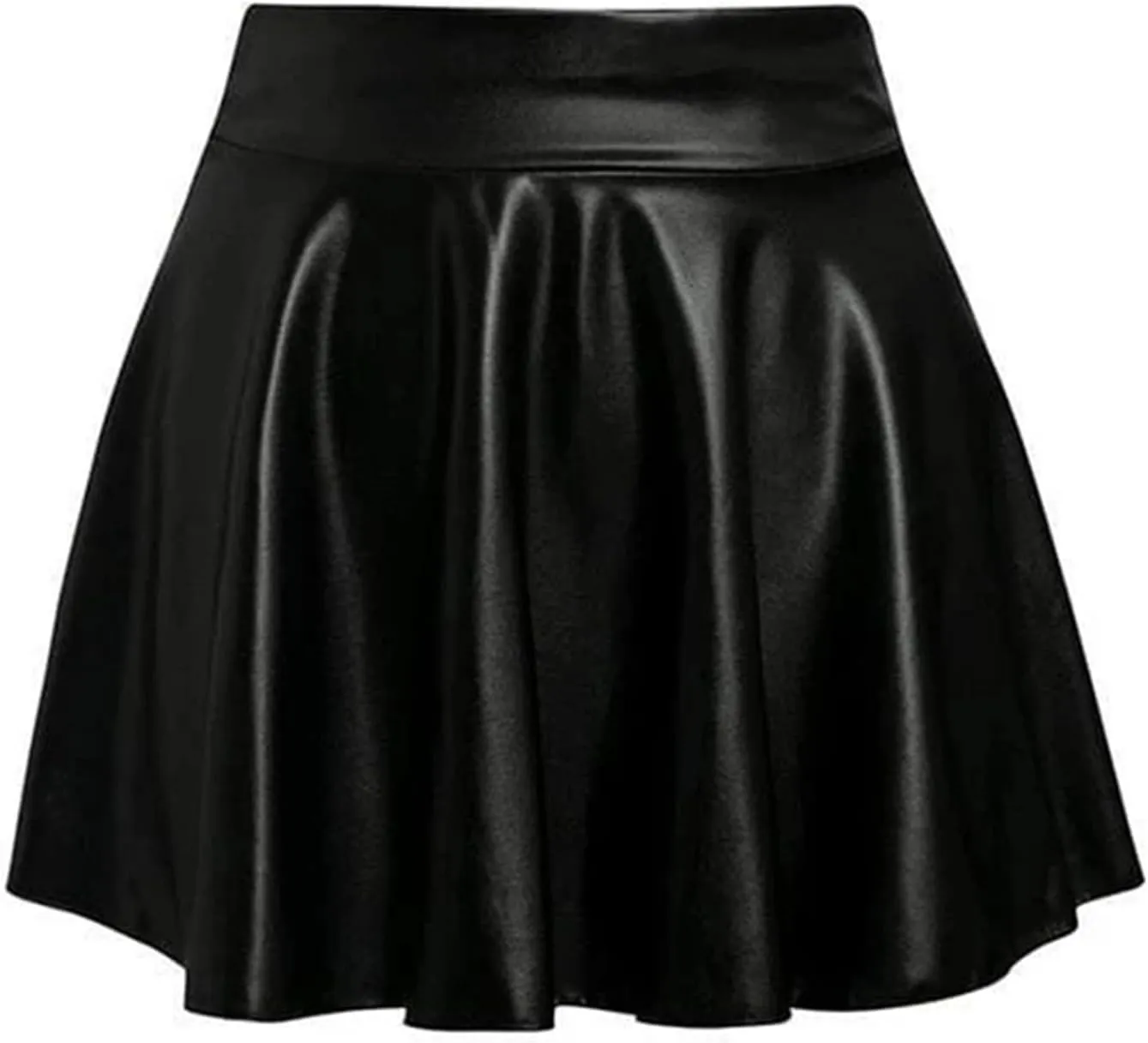 Mini Skirts for Women Women's Fashion High Waist Pleated Solid Color Short Skirt Loose Skirt Metallic Skater Mini