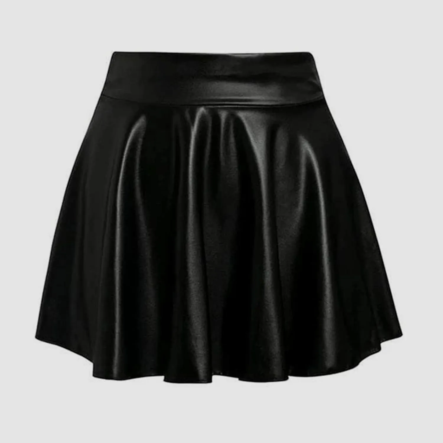 Mini Skirts for Women Women's Fashion High Waist Pleated Solid Color Short Skirt Loose Skirt Metallic Skater Mini
