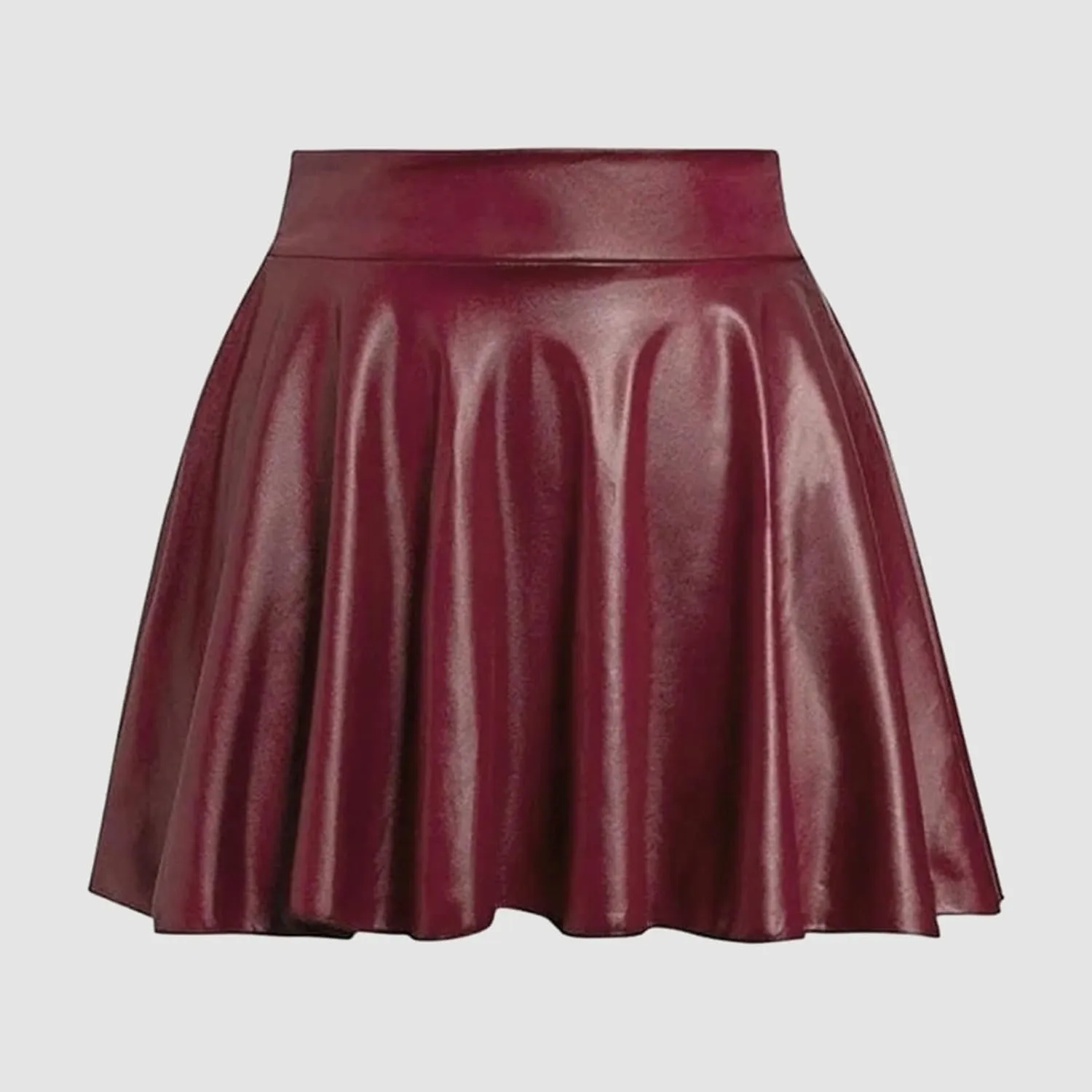 Mini Skirts for Women Women's Fashion High Waist Pleated Solid Color Short Skirt Loose Skirt Metallic Skater Mini