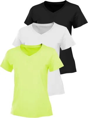 Multipack Women's Short Sleeve T-Shirts, Athletic Exercise Workout Clothes, Running Gym Dance Tops