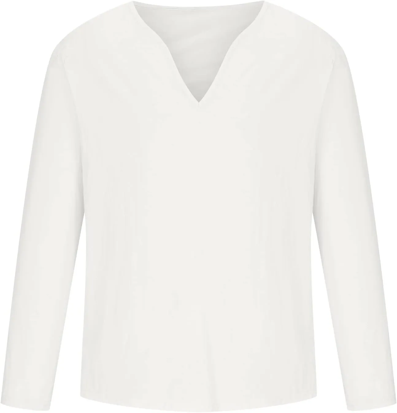 Muscularfit Mens Cotton Linen Shirts Casual Stylish Deep V Neck 3/4 Sleeve 2023 Summer Top Loose Regular-Fit Elegant T Shirt