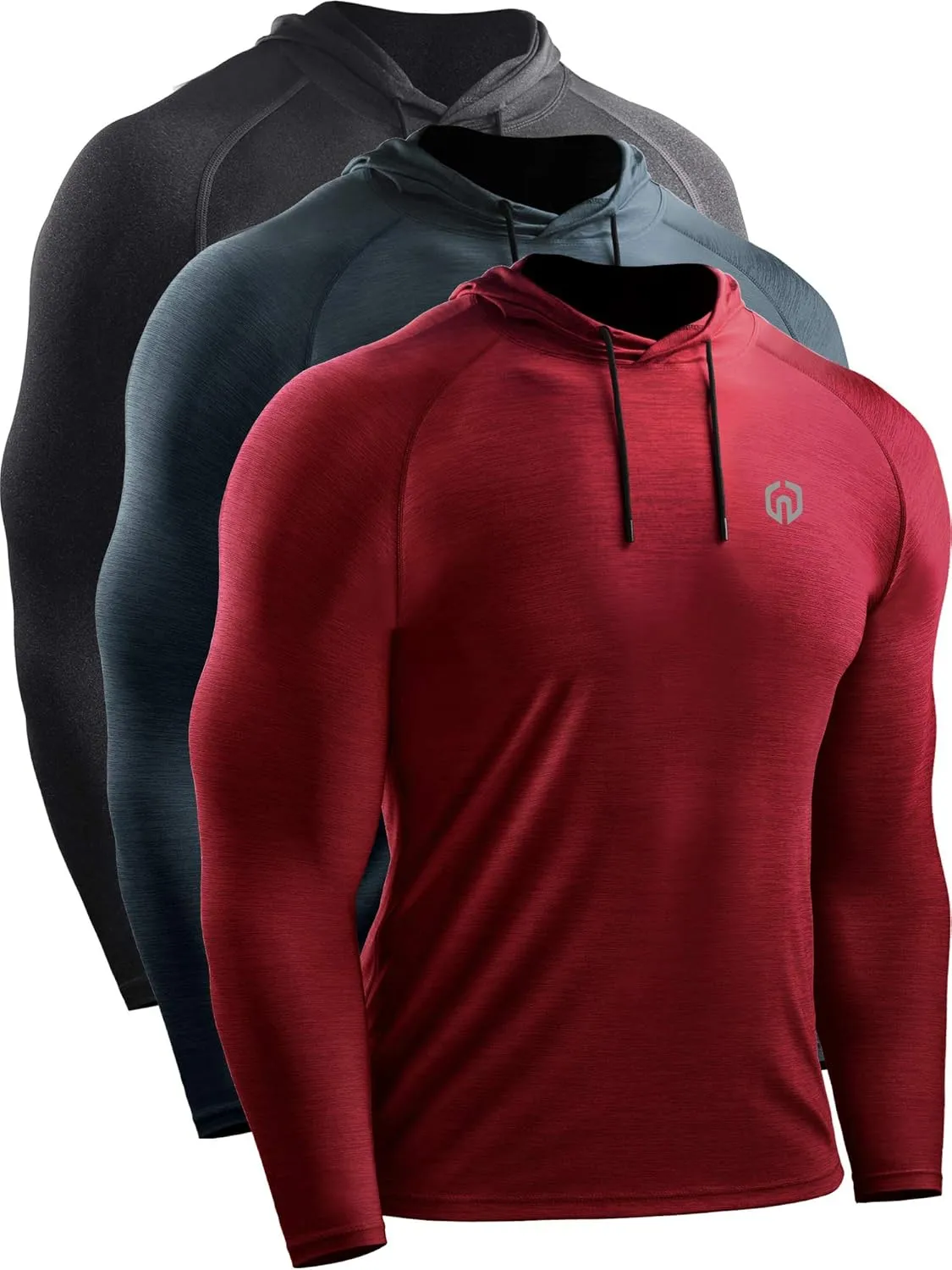 NELEUS Men's Dry Fit Athletic Shirt Workout Running Long Sleeve Shirts with Hoods