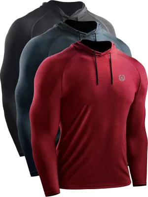 NELEUS Men's Dry Fit Athletic Shirt Workout Running Long Sleeve Shirts with Hoods