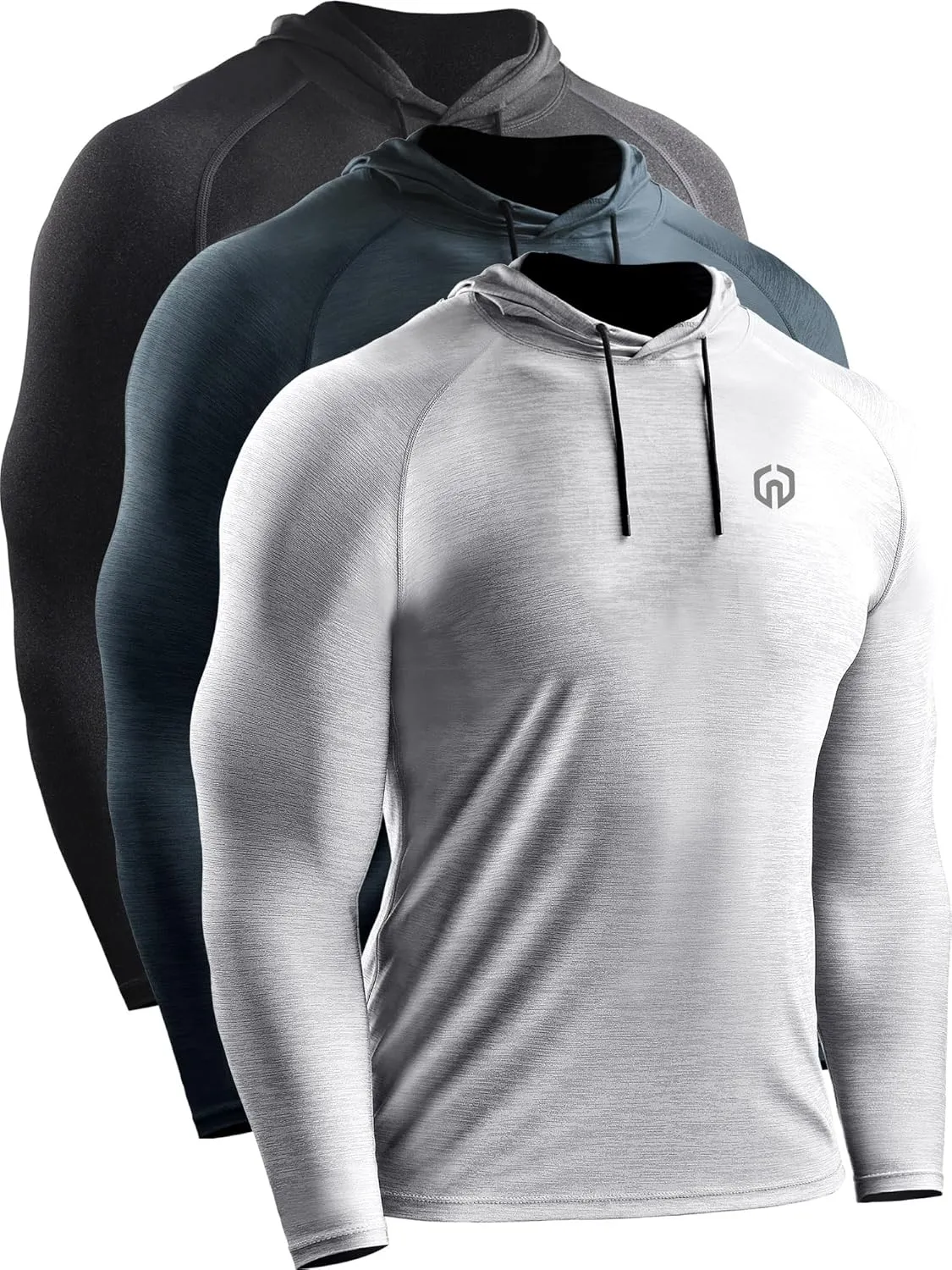 NELEUS Men's Dry Fit Athletic Shirt Workout Running Long Sleeve Shirts with Hoods