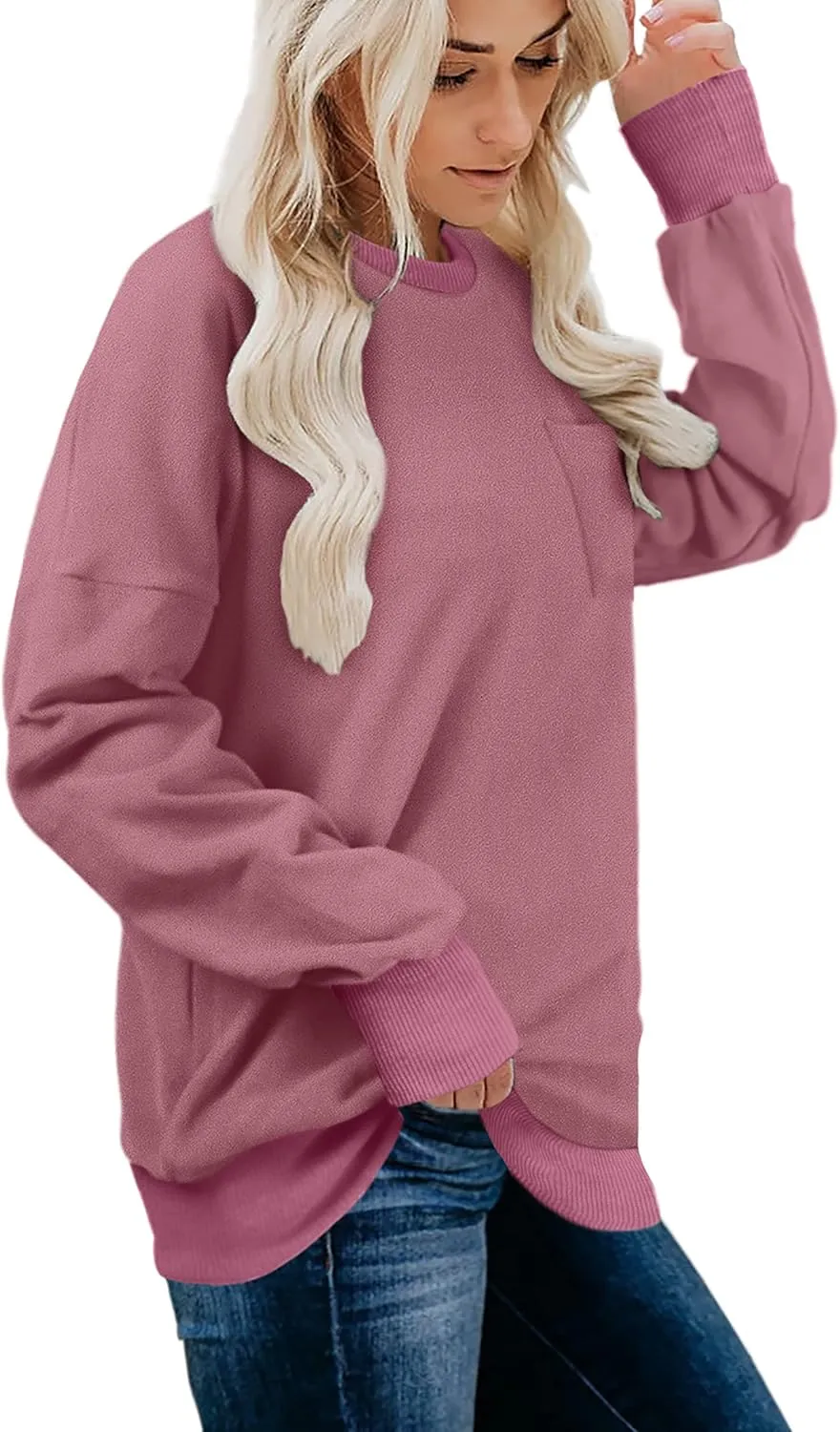 OFEEFAN Sweatshirts for Women Crewneck Long Sleeve Shirts