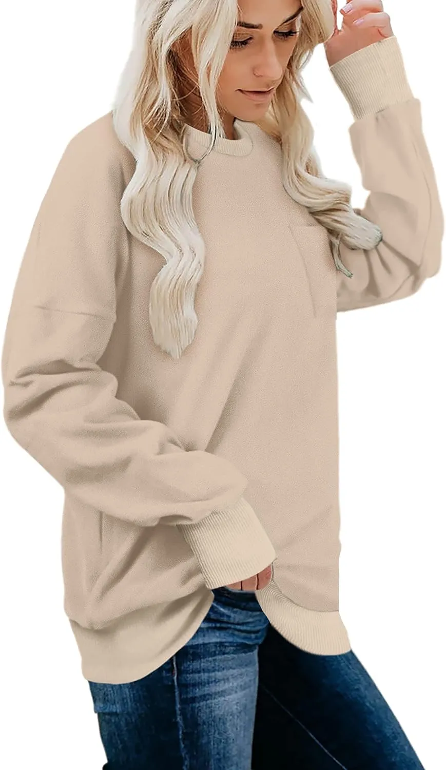 OFEEFAN Sweatshirts for Women Crewneck Long Sleeve Shirts