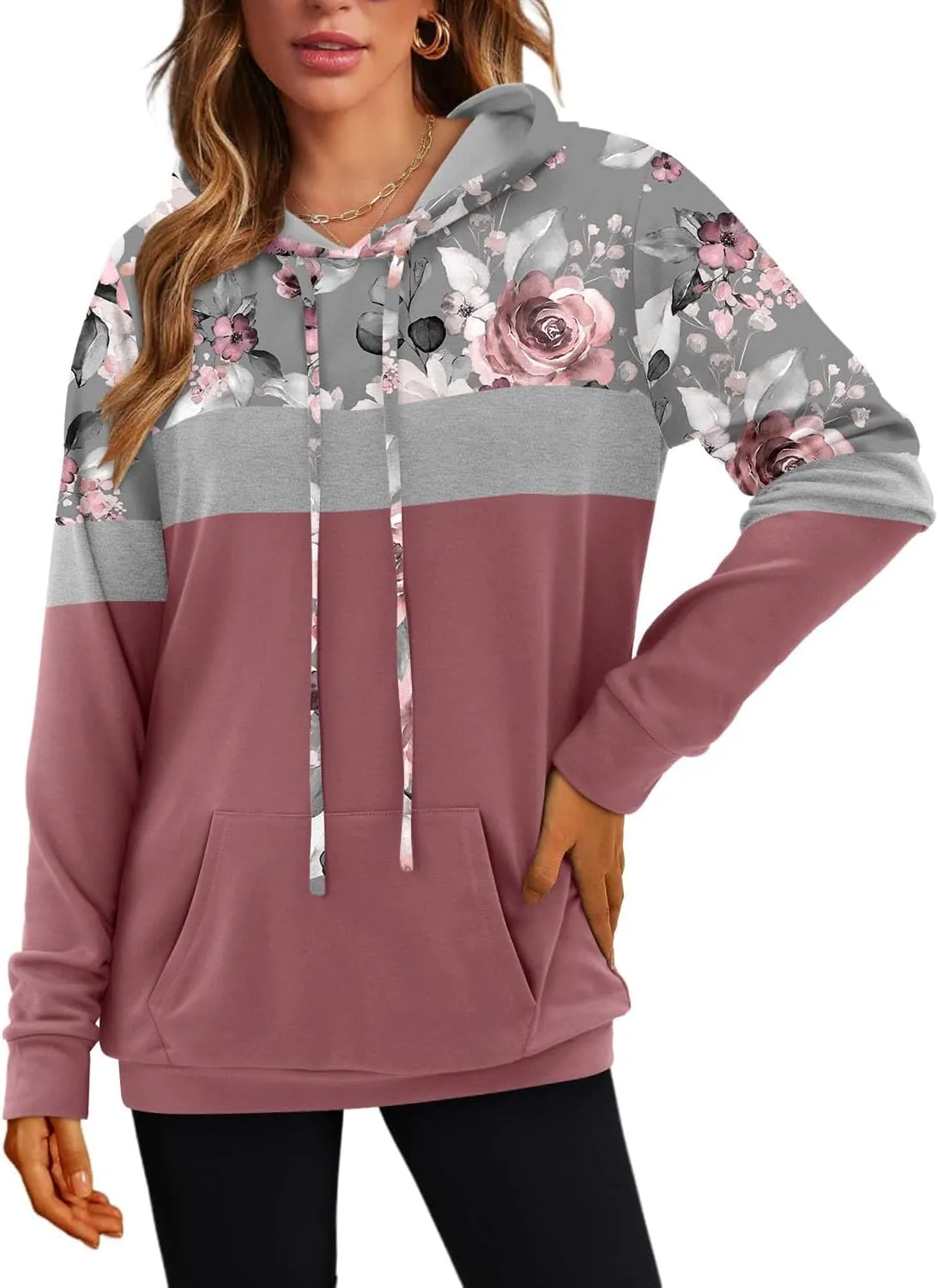 onlypuff Women's Pullover Hoodies Teen Girls Trendy Fall Fashion Tops Hooded Sweatshirts