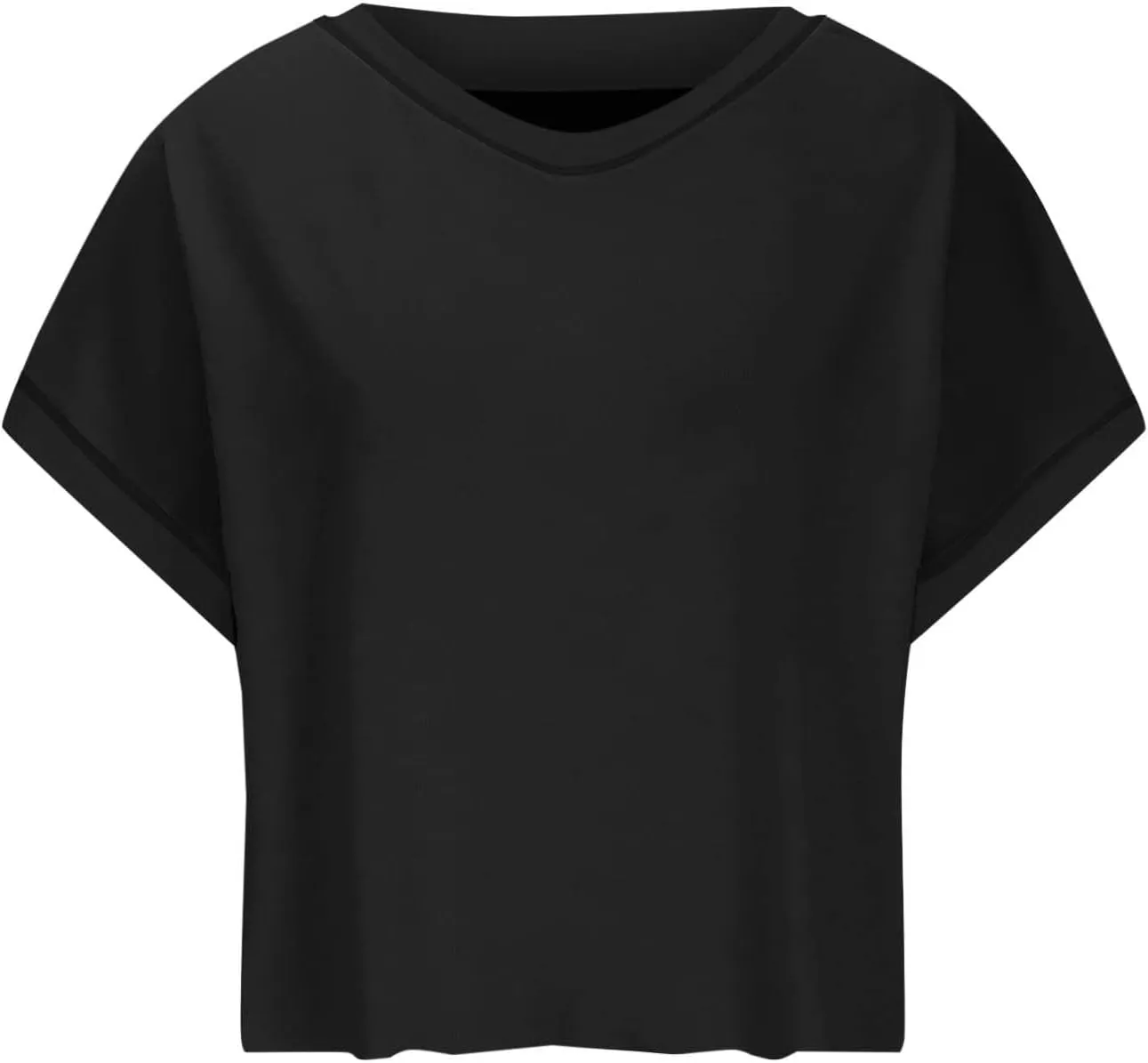 Open Back Workout Tops for Women Oversized Short Sleeve Athletic Shirts Cotton V Neck Blouse Casual Crop Running Tee