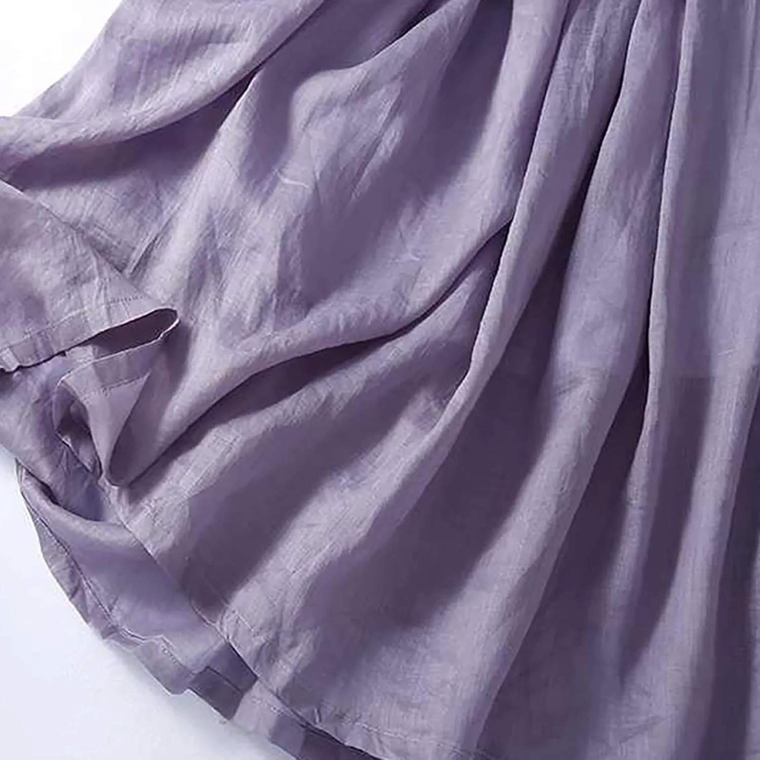 Oplxuo Cotton Linen Skirts for Women Boho Summer Elastic High Waist Drawstring A-Line Flowy Swing Beach Holiday Maxi Skirt