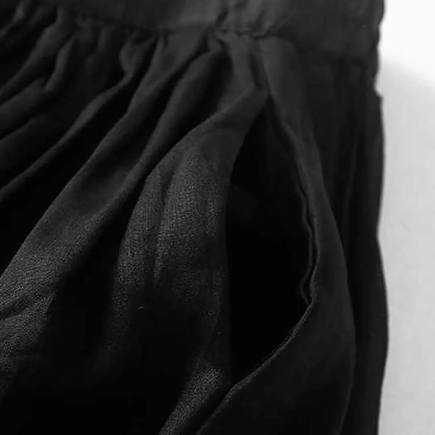 Oplxuo Cotton Linen Skirts for Women Boho Summer Elastic High Waist Drawstring A-Line Flowy Swing Beach Holiday Maxi Skirt