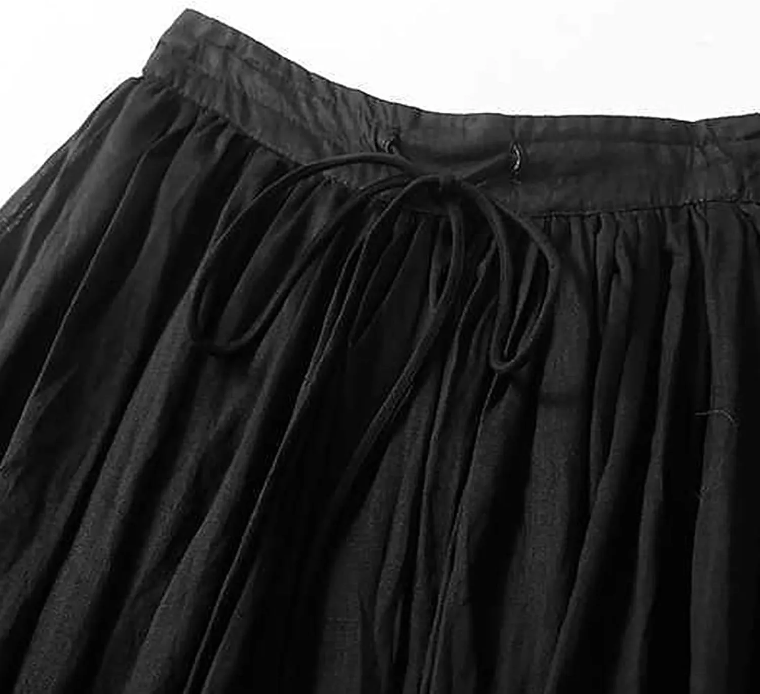 Oplxuo Cotton Linen Skirts for Women Boho Summer Elastic High Waist Drawstring A-Line Flowy Swing Beach Holiday Maxi Skirt