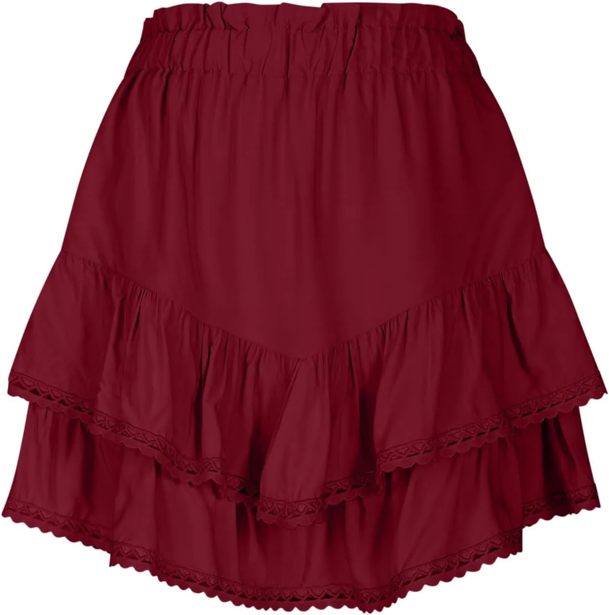 Oplxuo Mini Skirt for Women Casual Boho Layered Ruffle Flowy Skirts High Waist Tiered Short Skirts Golf Tennis Crochet Skirt