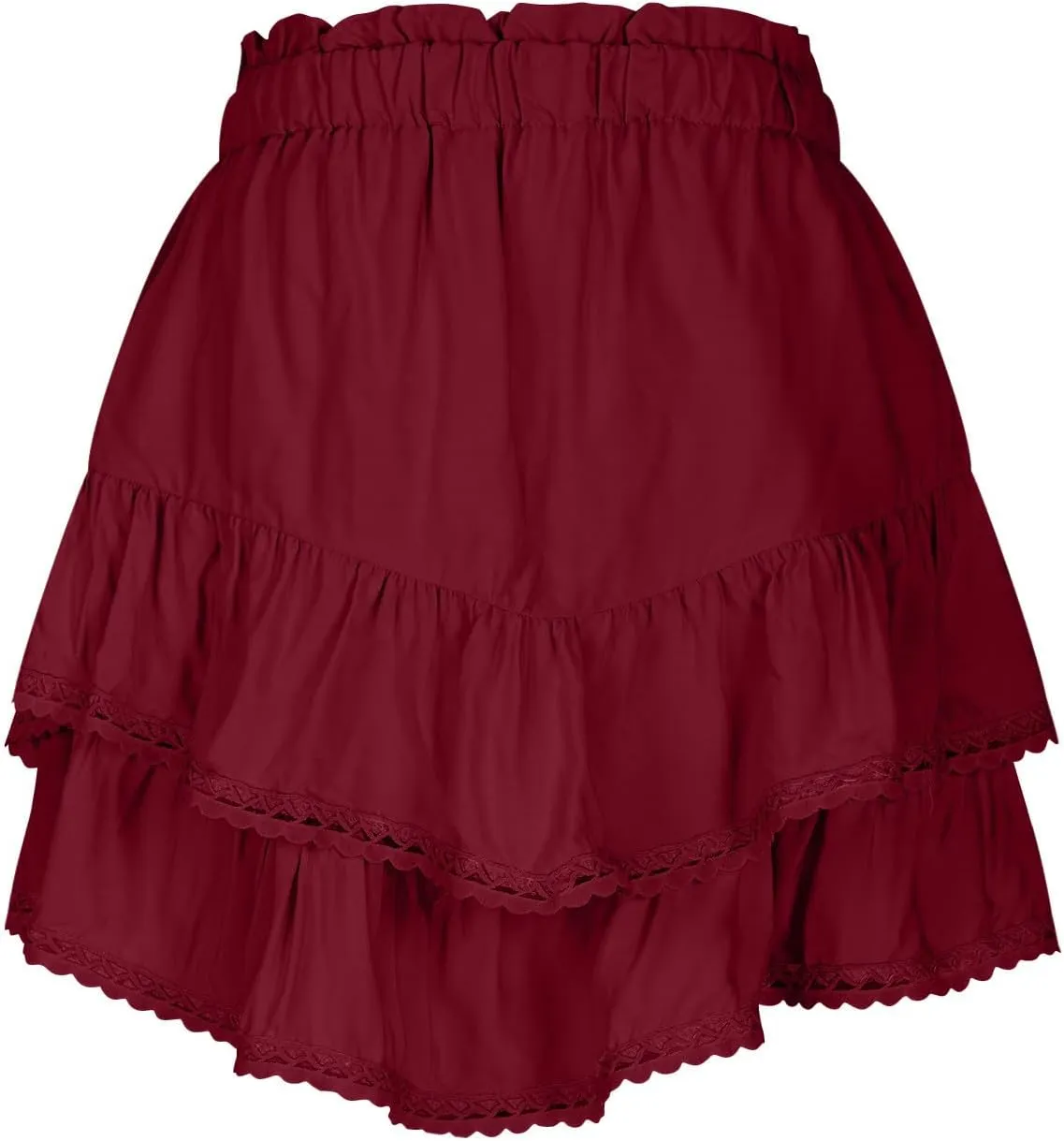 Oplxuo Mini Skirt for Women Casual Boho Layered Ruffle Flowy Skirts High Waist Tiered Short Skirts Golf Tennis Crochet Skirt