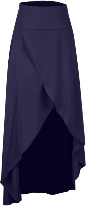 Oplxuo Women Long Skirt Elegant Slit Wrap Asymmetrical Maxi Skirt High Waist A-Line Casual Loose Draped High Low Flowy Skirts