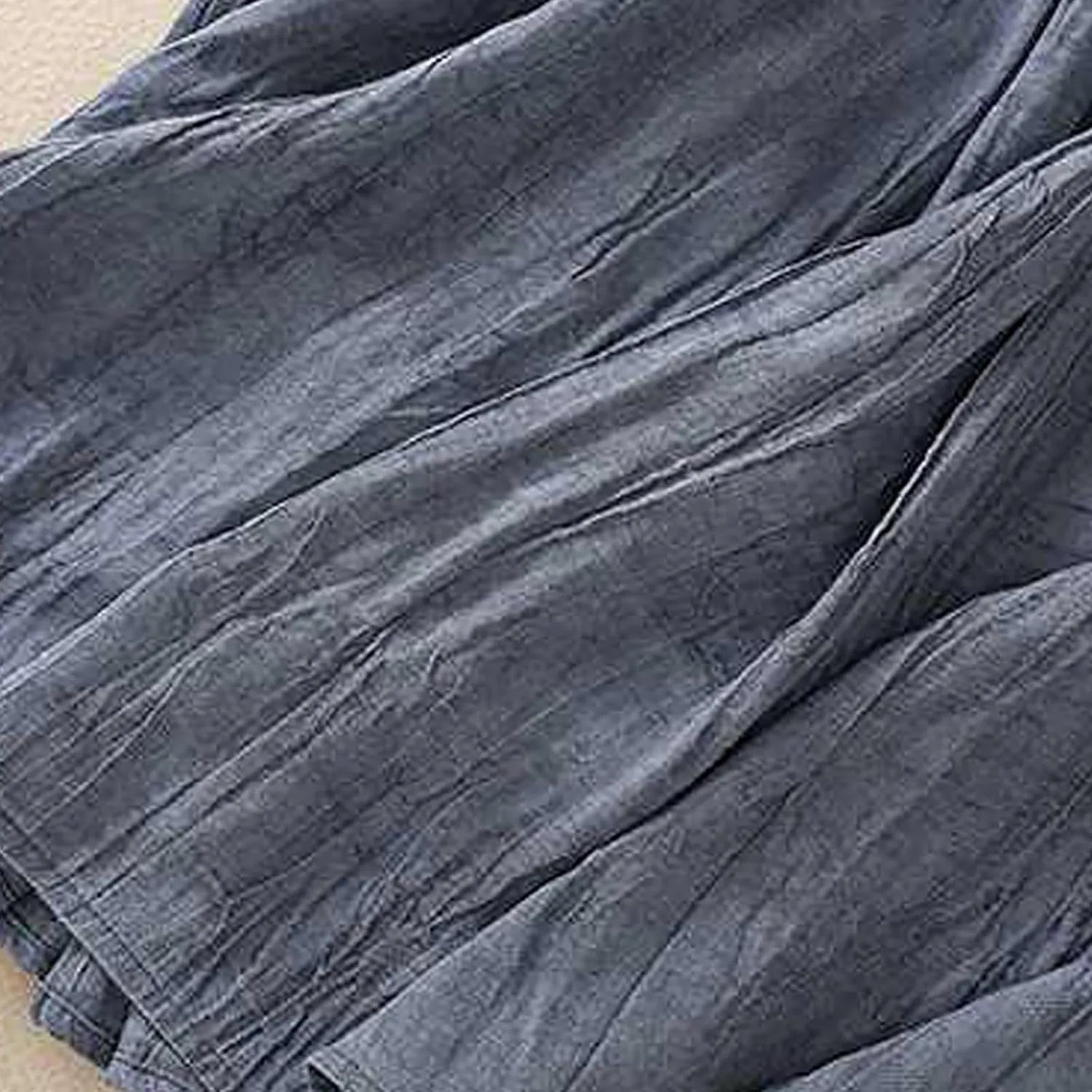 Oplxuo Womens Cotton Linen Maxi Skirts Summer Boho Solid Beach Elastic High Waist Pleated A-Line Flowy Swing Long Maxi Skirts