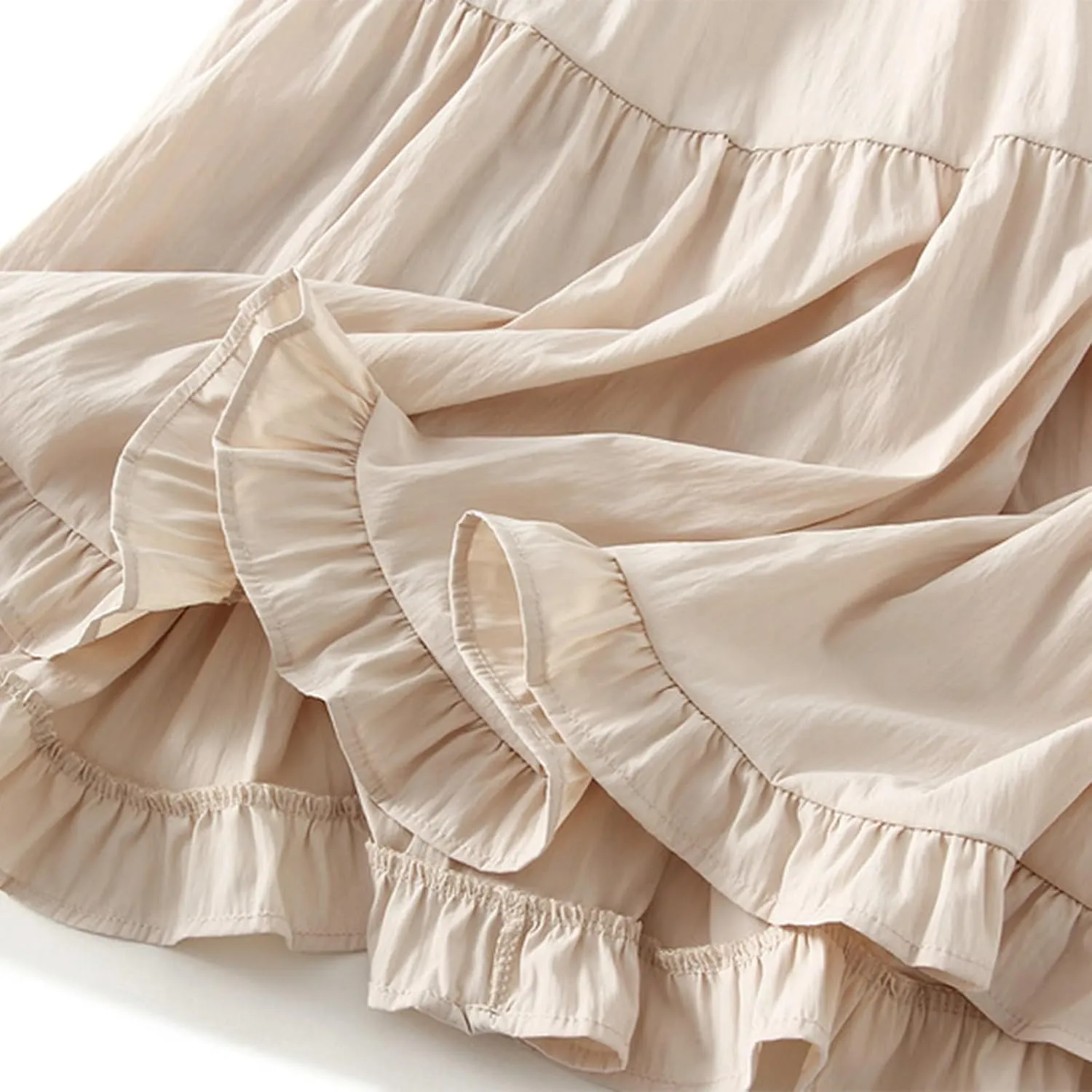 Oplxuo Women's Fall Long Skirt Elegant High Waist Tiered Ruffle Cocktail Party Wedding Guest Dress Flared A-Line Midi Skirts