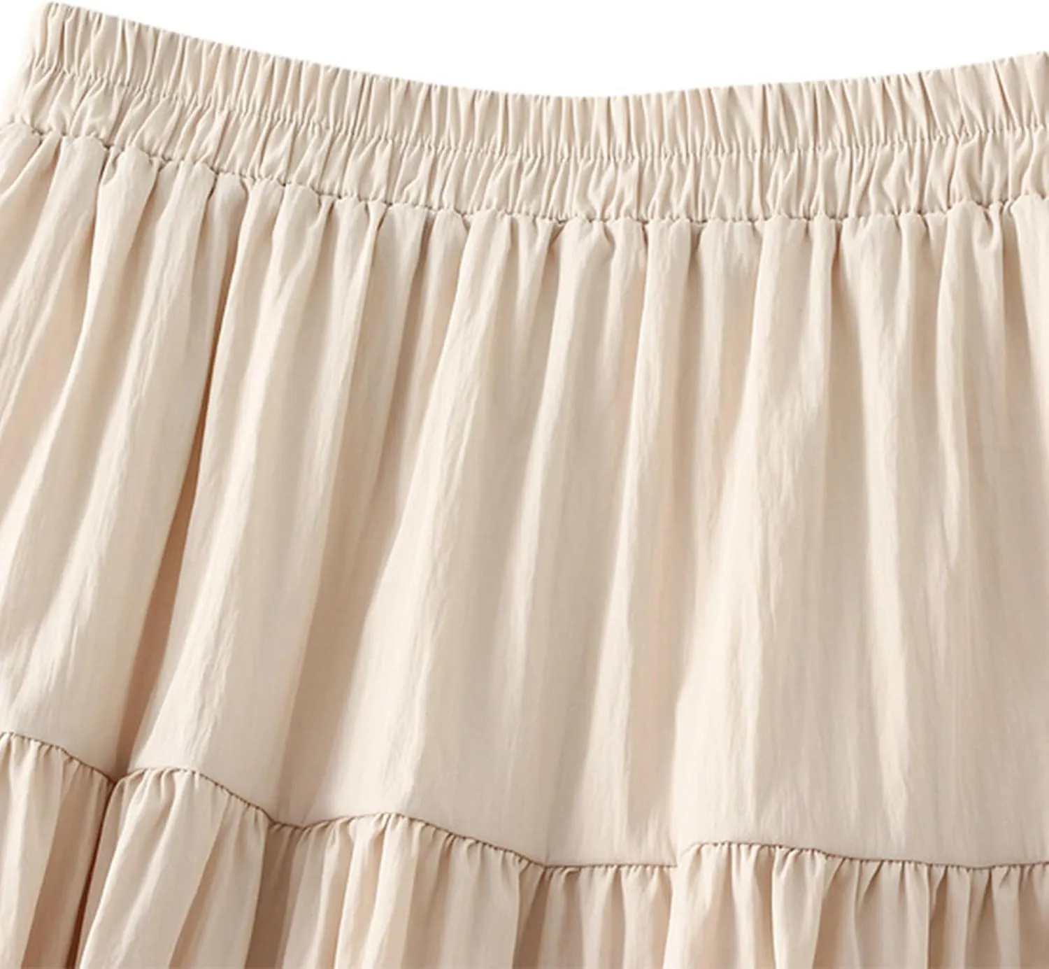 Oplxuo Women's Fall Long Skirt Elegant High Waist Tiered Ruffle Cocktail Party Wedding Guest Dress Flared A-Line Midi Skirts